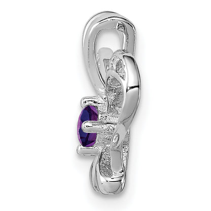 Sterling Silver Rhodium-plated Amethyst & Diamond Pendant
