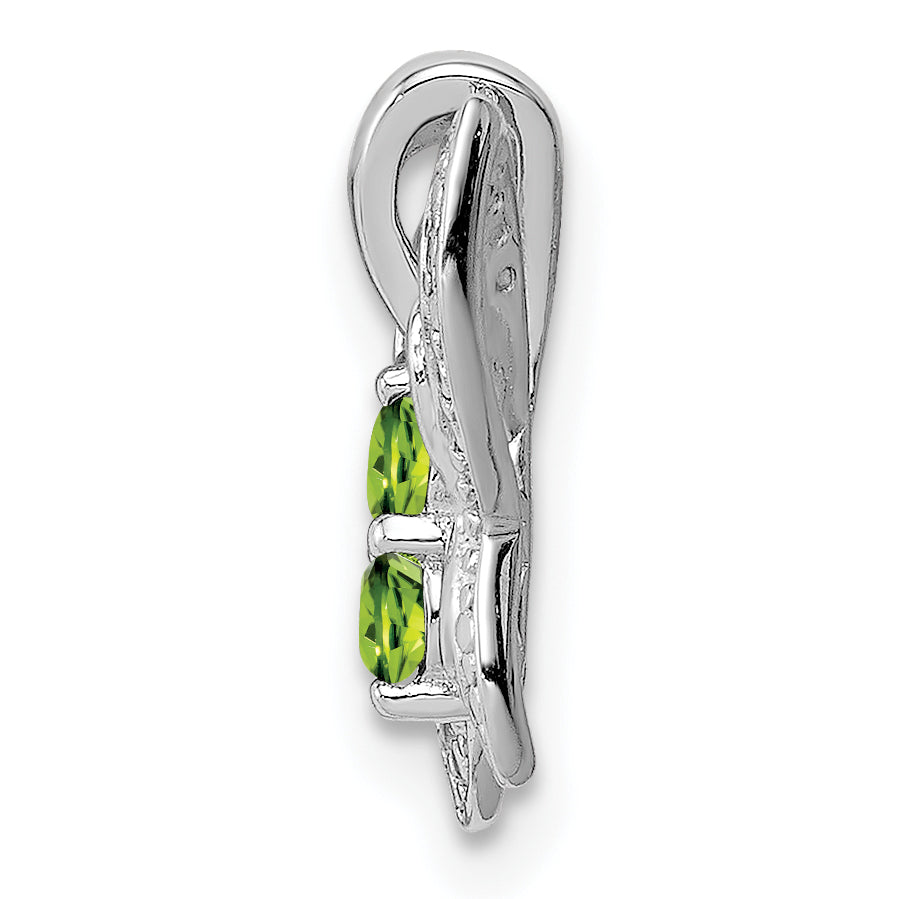 Sterling Silver Rhodium-plated Peridot & Diamond Pendant