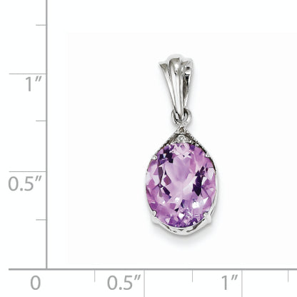 Sterling Silver with Amethyst and White Topaz Oval Pendant