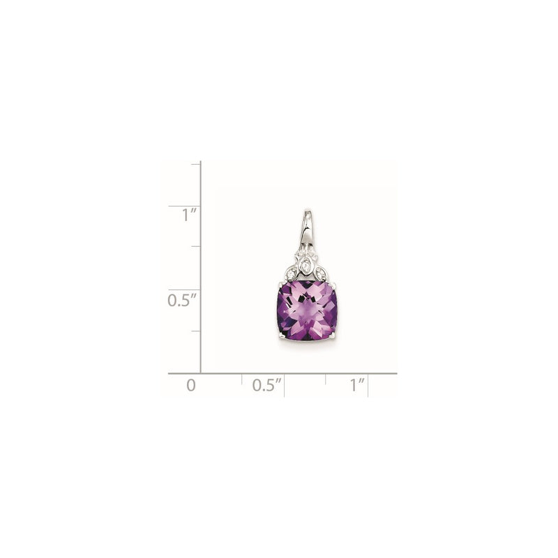 Sterling Silver with Amethyst and White Topaz Square Pendant