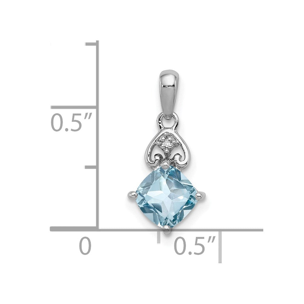 Sterling Silver Rhodium Plated Diamond And Light Swiss Bt Pendant