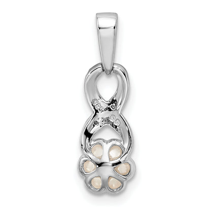 Sterling Silver Rhod Plated Diamond And Fw Cultured Pearl Pendant