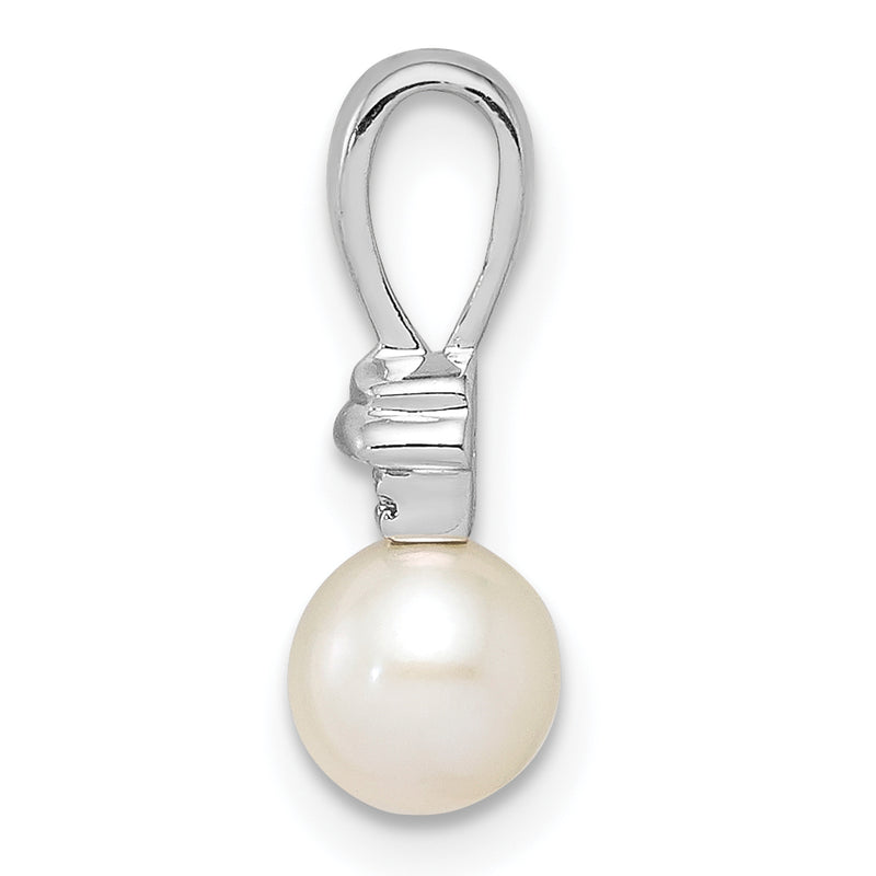 Sterling Silver Rhod Plated Diamond And Fw Cultured Pearl Pendant