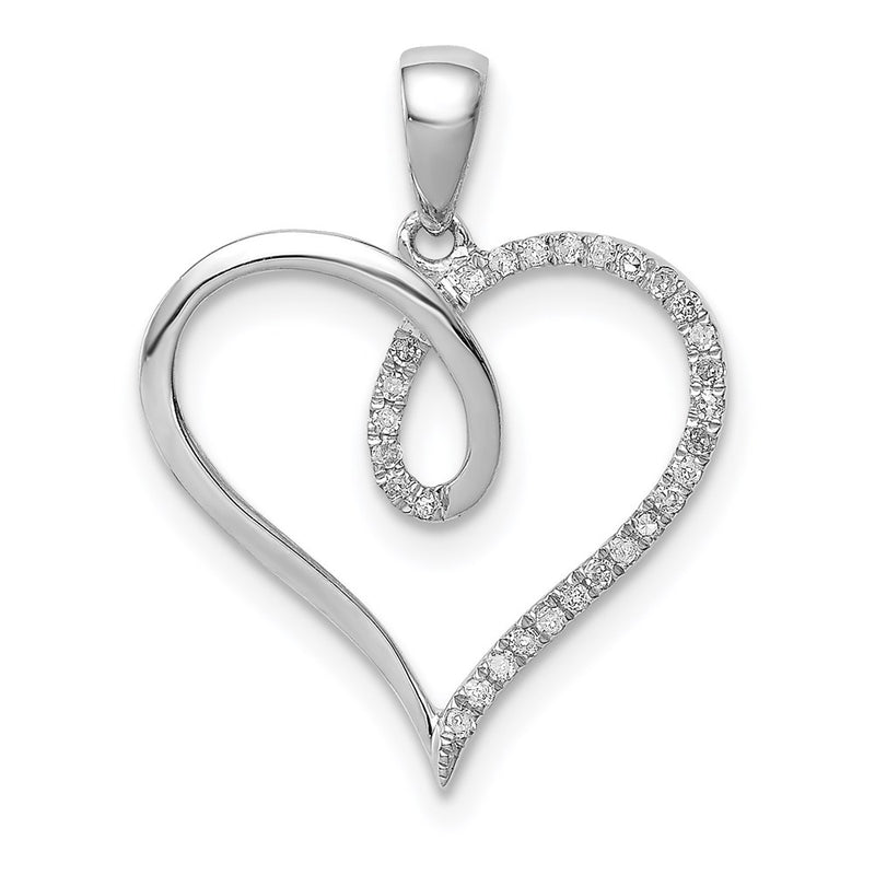 Sterling Silver Rhodium Diam. Heart Pendant