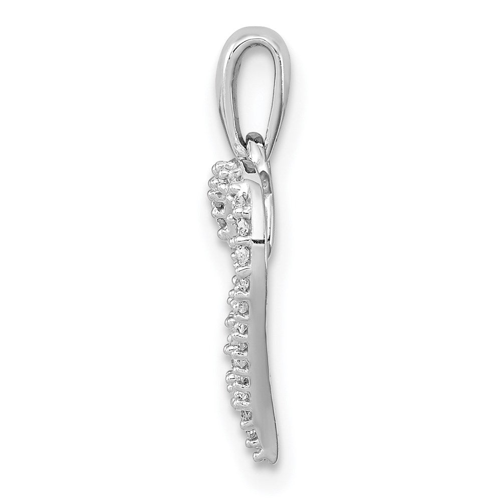 Sterling Silver Rhodium 0.12Ct Diam. Double Heart Pendant