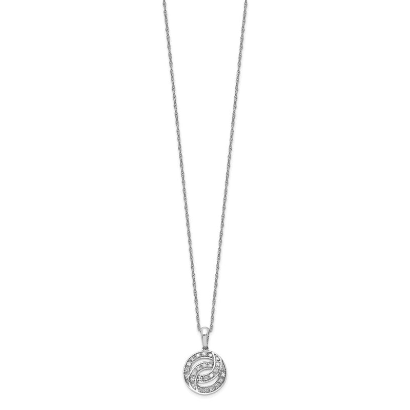 Sterling Silver Rhodium Plated Diamond Circle Necklace