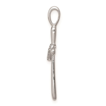 Sterling Silver Rhodium & Diam. Cross With Heart Pendant