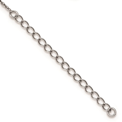 Sterling Silver White Night Rhodium-Plated Swirl And Blue Diamond 18 Inch Necklace With 2 Extender