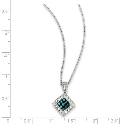 Sterling Silver White & Blue Diamond Pendant