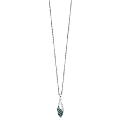 Sterling Silver White Night Rhodium-Plated Blue Diamond 18 Inch Necklace With 2 Extender