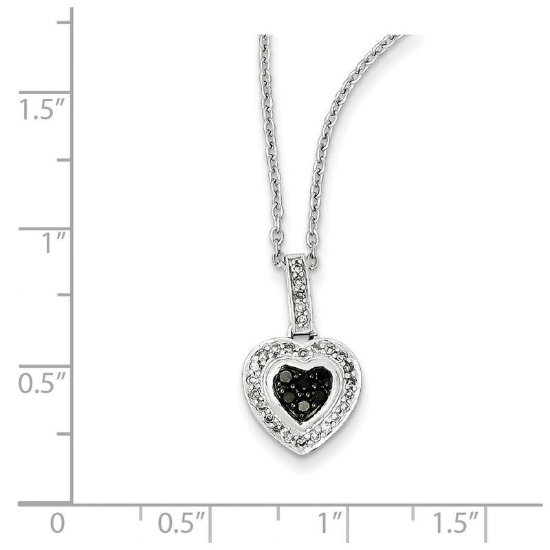 Sterling Silver Black Diamond Small Heart Pendant