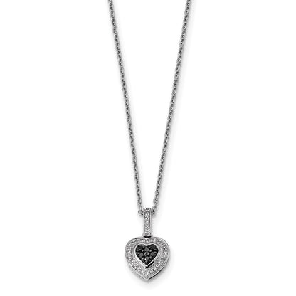 Sterling Silver Black Diamond Small Heart Pendant