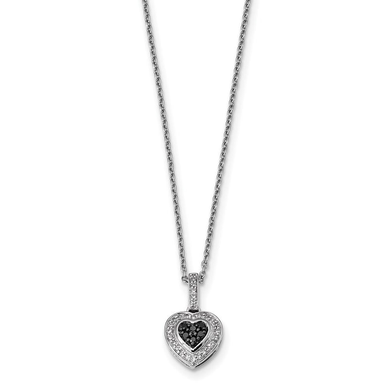 Sterling Silver Black Diamond Small Heart Pendant