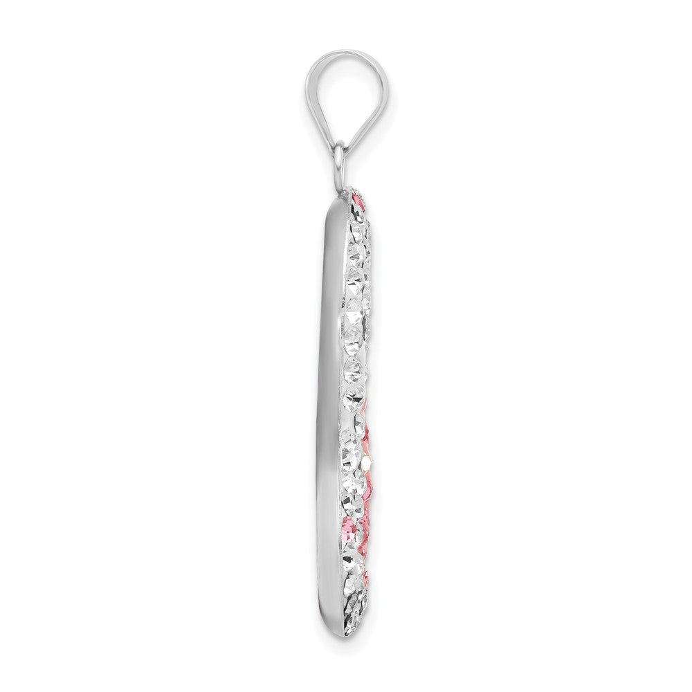 Sterling Silver Pink & White Preciosa Crystal Heart Pendant