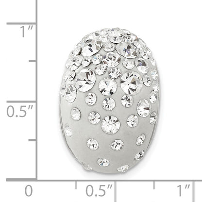 Sterling Silver Rhodium White Clay & Preciosa Crystal Chain Slide Pendant