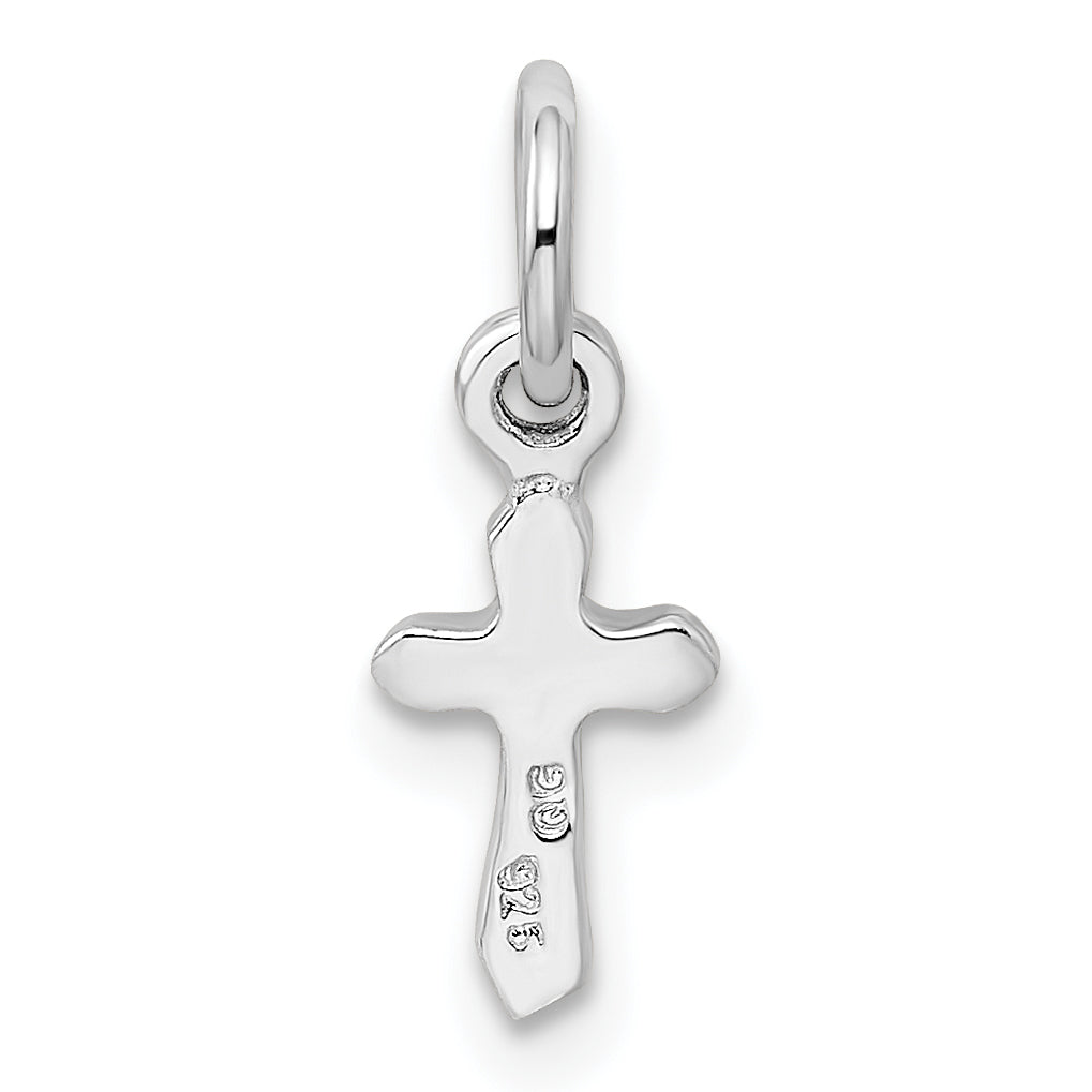 Sterling Silver Rh-Pltd Child'S Aug Lt Green Preciosca Crystal Cross Penda