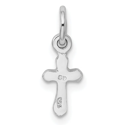 Sterling Silver Rh-Pltd Child'S Dec Blue Preciosca Crystal Cross Pendant
