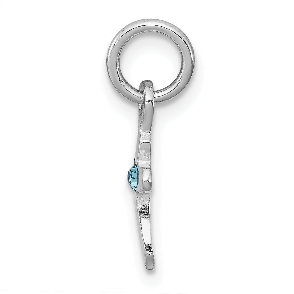Sterling Silver Rh-Pltd Child'S Mar Lt Blue Preciosca Crystal Cross Pendan