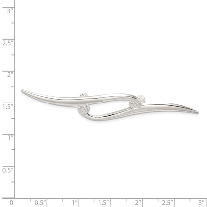 Sterling Silver Polished Double Scroll Pin Brooch