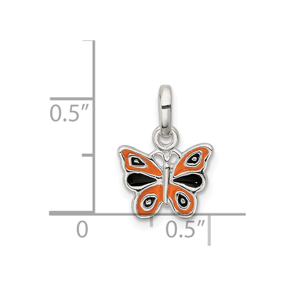 Sterling Silver Enamel Kid'S Butterfly Pendant