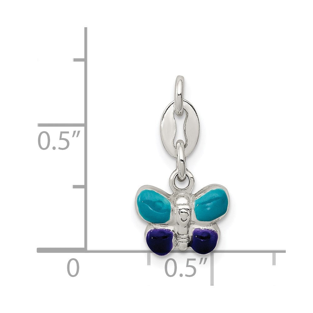 Sterling Silver Enamel Butterfly Pendant