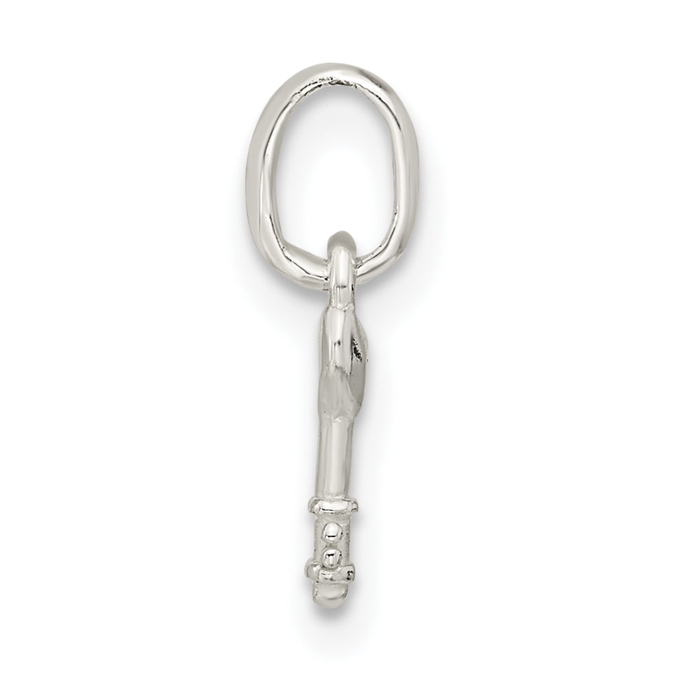 Sterling Silver Pink Cz Key Kid'S Pendant