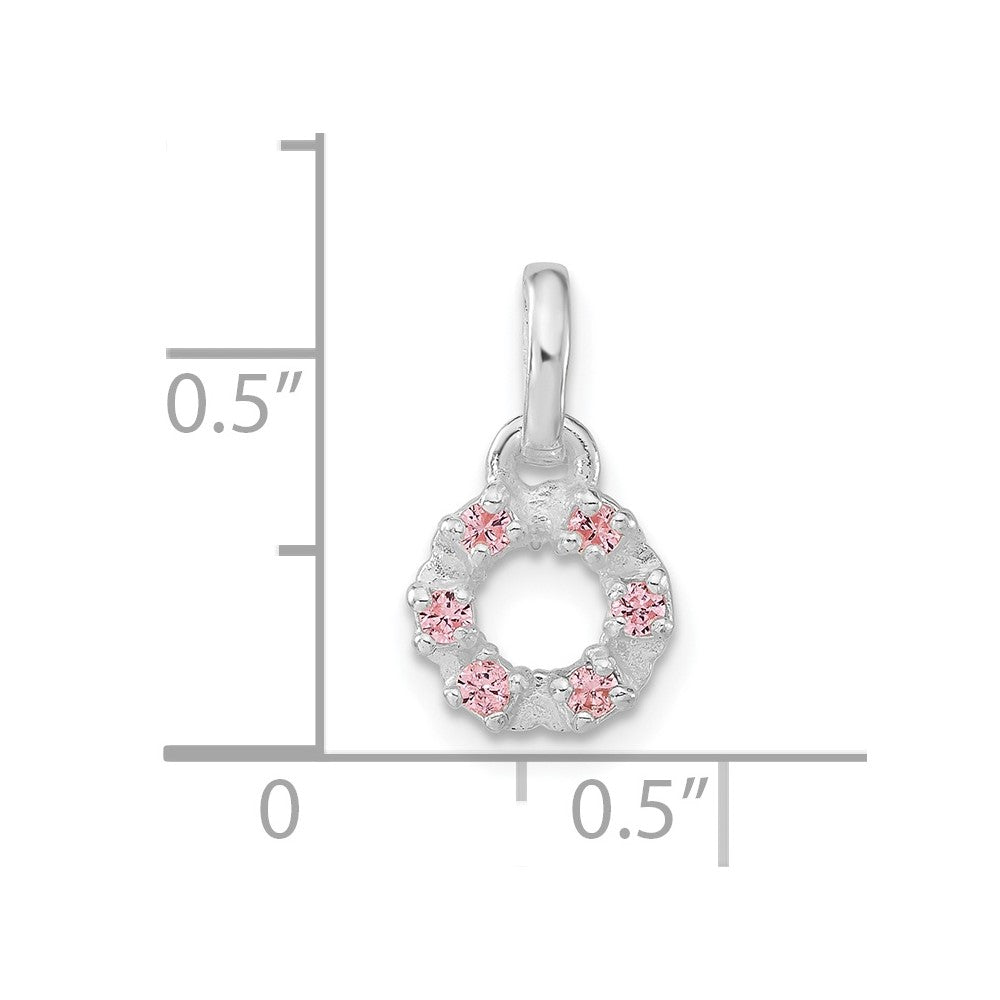 Sterling Silver Children'S Polished Pink Cz Circle Pendant