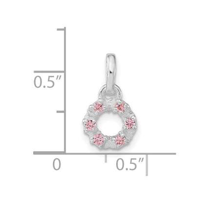 Sterling Silver Children'S Polished Pink Cz Circle Pendant