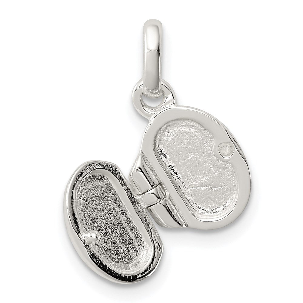 Sterling Silver Polished Pink Enamel Clover Oval Locket Children'S Pendant