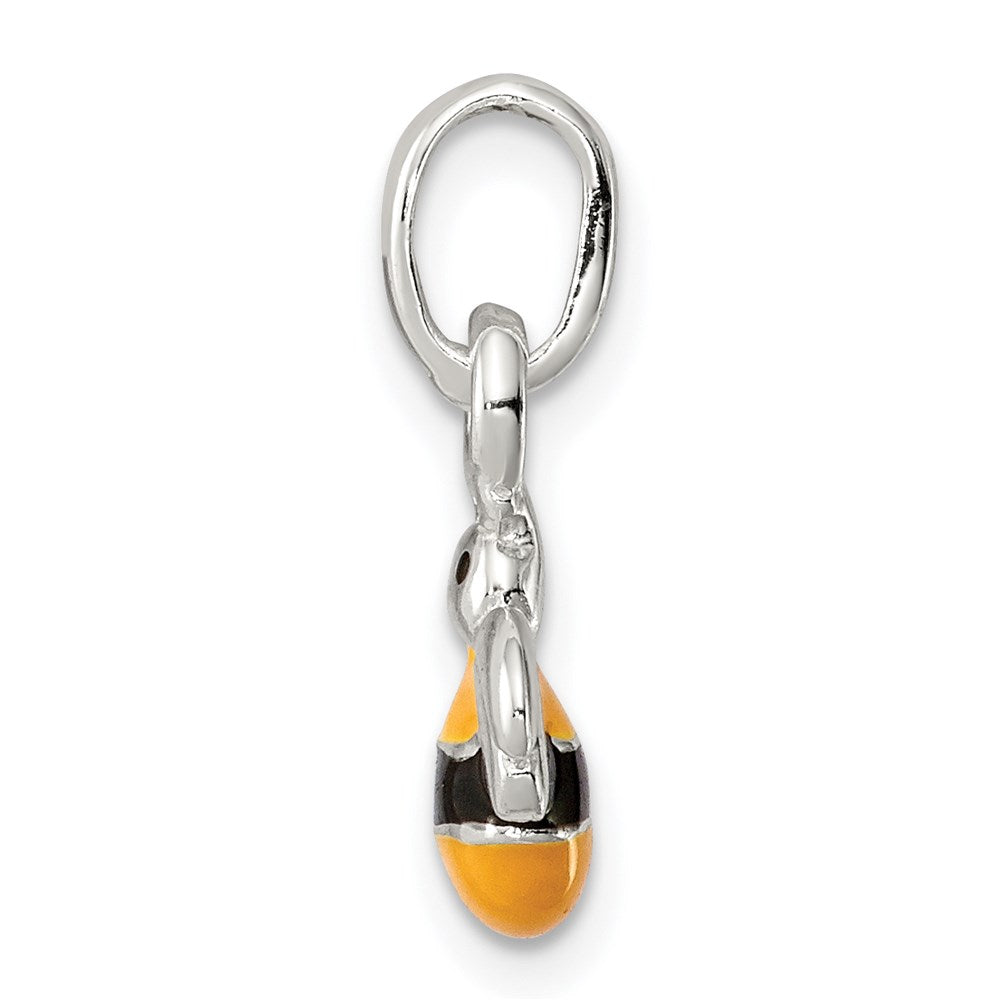 Sterling Silver Children'S Yellow/Black Enameled Bee Pendant