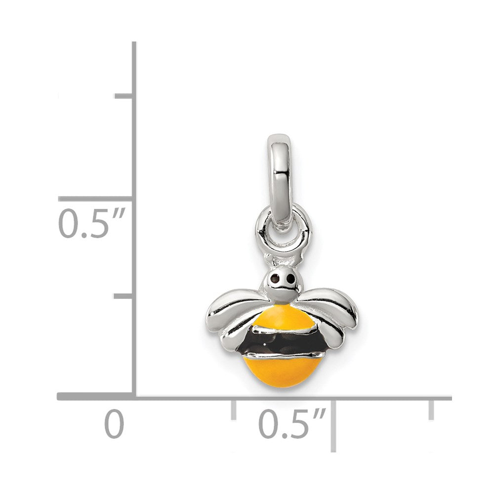Sterling Silver Children'S Yellow/Black Enameled Bee Pendant