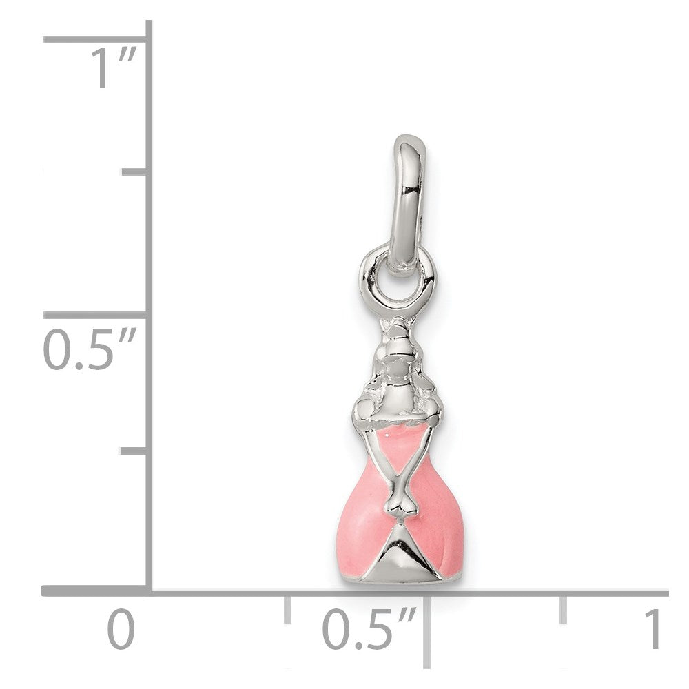 Sterling Silver Children'S Pink Enameled Princess Pendant