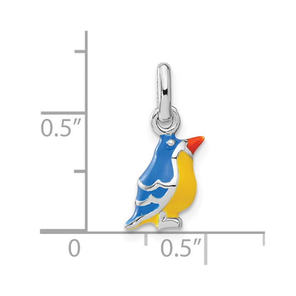 Sterling Silver 3D Enamel Bird Kid'S Pendant