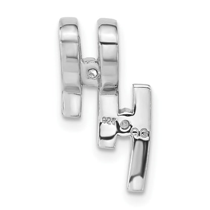 Sterling Silver Brushed & Polished Cz Slide
