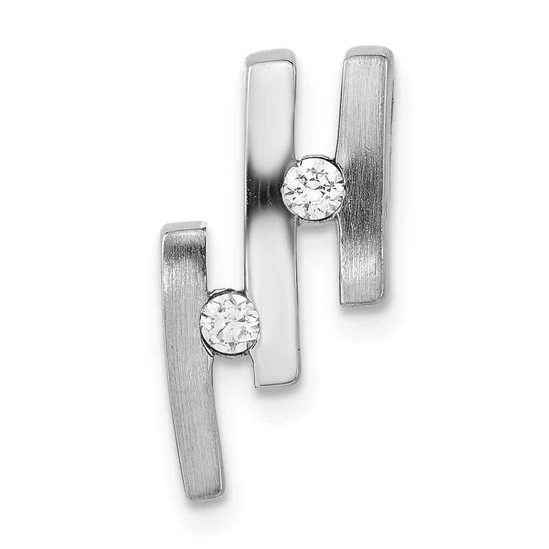 Sterling Silver Brushed & Polished Cz Slide