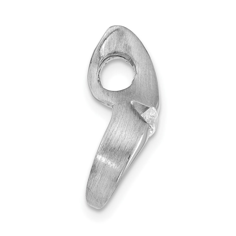 Sterling Silver Brushed & Polished Cz Slide