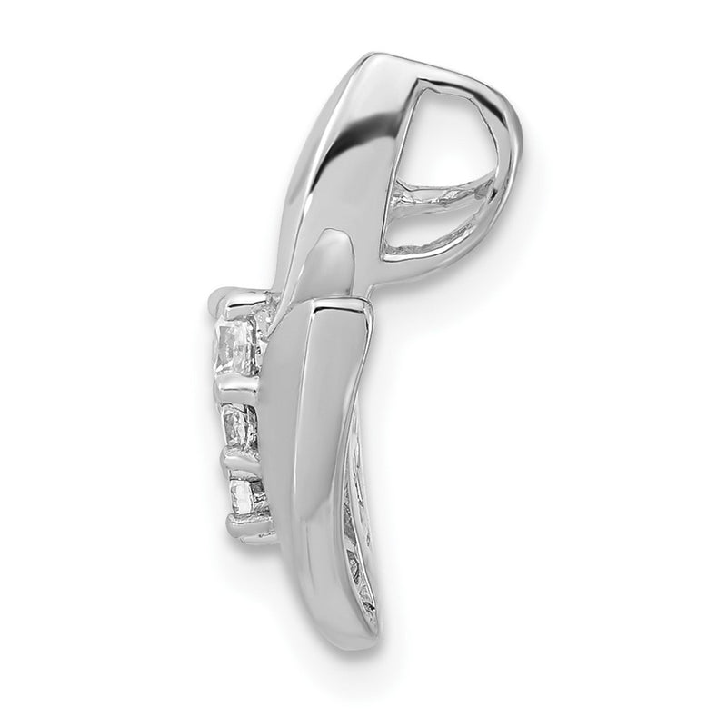 Sterling Silver Polished And Brushed Cz Slide