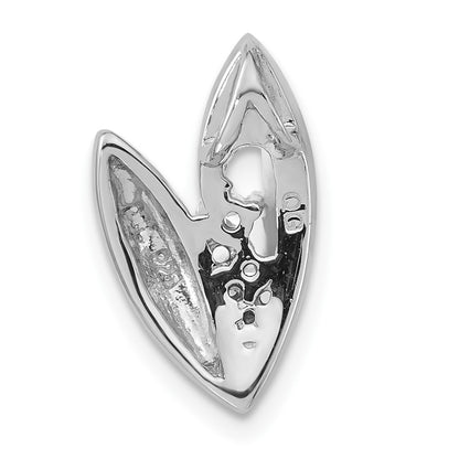 Sterling Silver Polished And Brushed Cz Slide