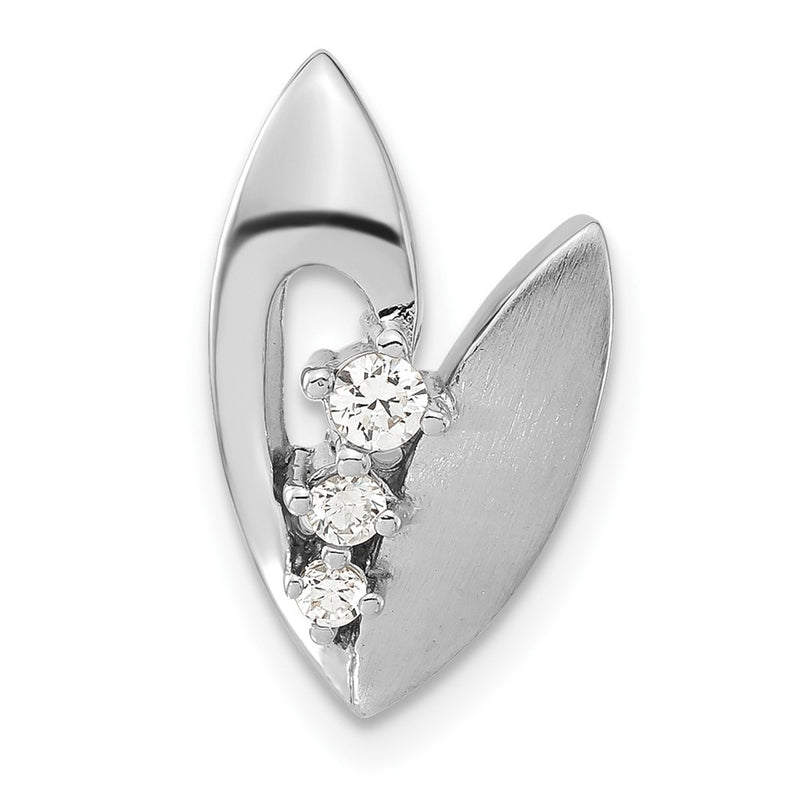 Sterling Silver Polished And Brushed Cz Slide