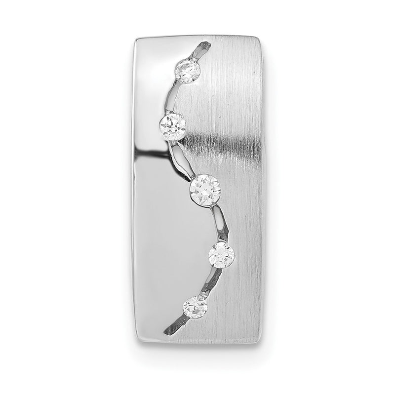 Sterling Silver Brushed And Polished Cz Slide
