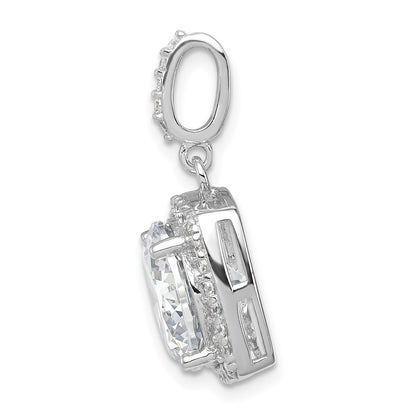 Sterling Silver Rhodium-Plated Polished Cz Pendant