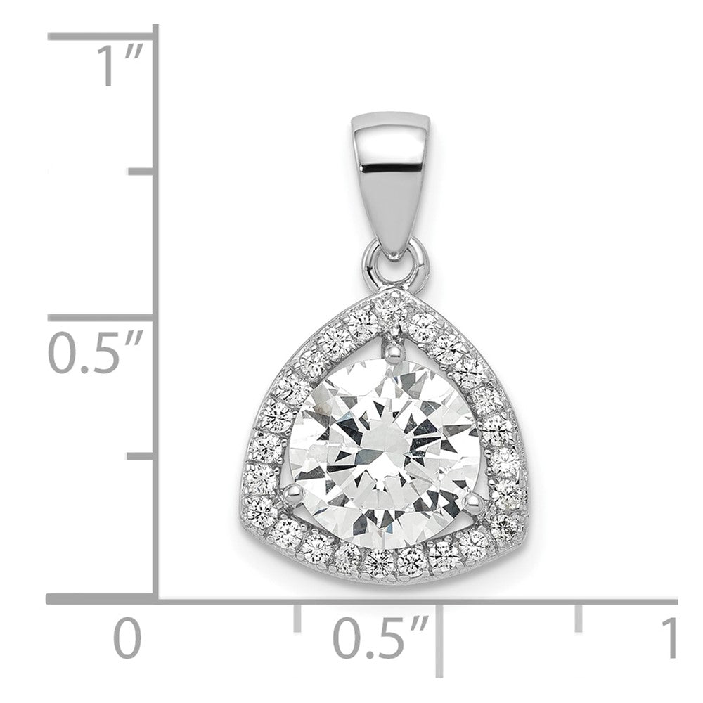 Sterling Silver Rhodium-Plated Polished Cz Pendant