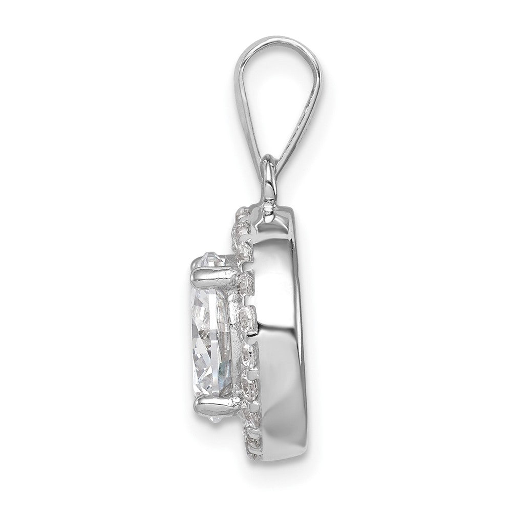 Sterling Silver Rhodium-Plated Polished Cz Halo Pendant