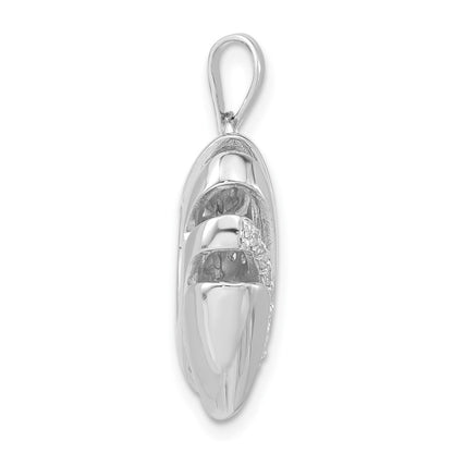 Sterling Silver Polished Cz Cut-Out Hollow Heart Pendant