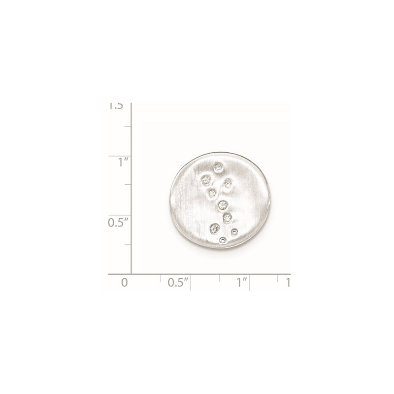 Sterling Silver Satin Cz Disc Slide Pendant