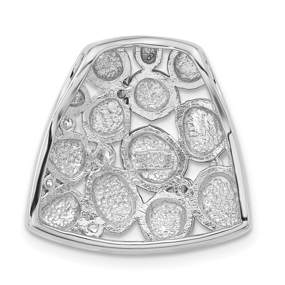 Sterling Silver Satin & Polished Cz Slide