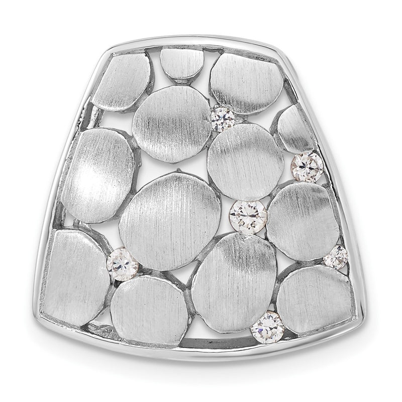 Sterling Silver Satin & Polished Cz Slide