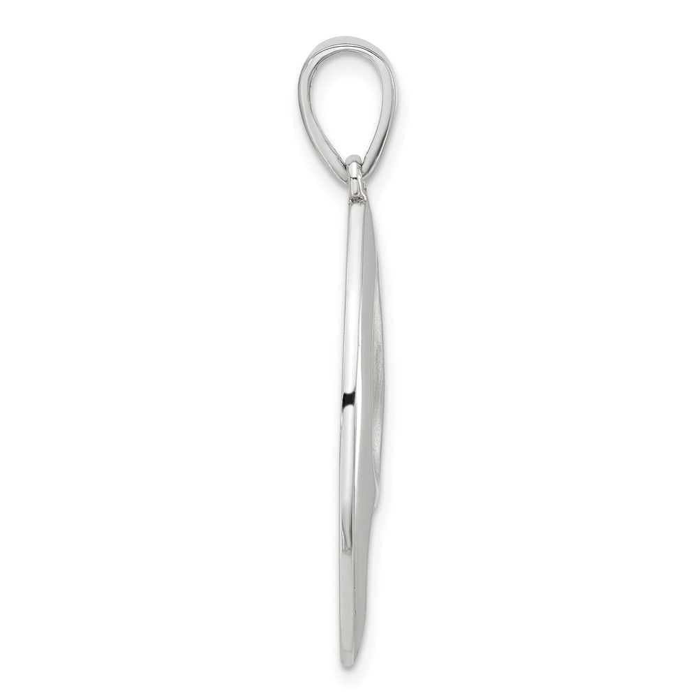 Sterling Silver Rhodium-Plated Polished & Satin Fancy Pendant