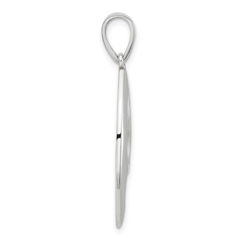 Sterling Silver Rhodium-Plated Polished & Satin Fancy Pendant