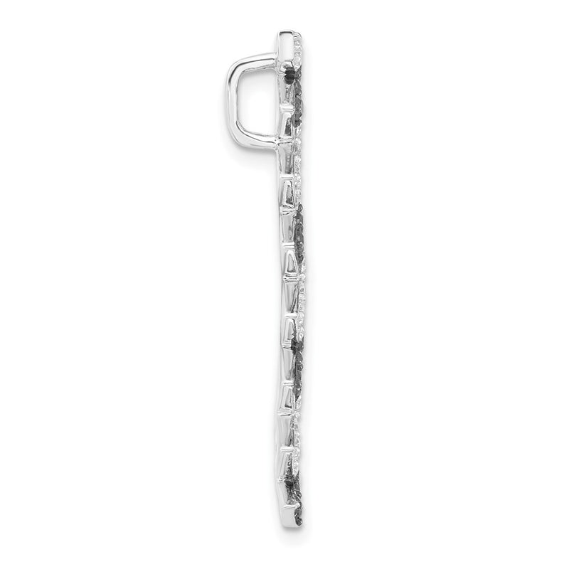 Sterling Silver Black & White Cz Chain Slide